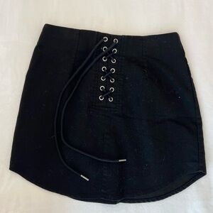 Black Lace-Up Mini Skirt